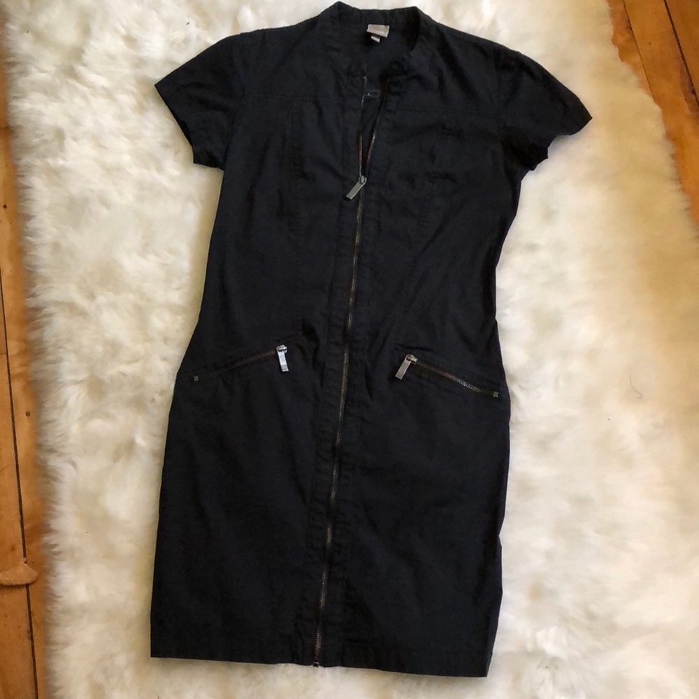 Bench Black Short Sleeve Zip-Front Mini Dress